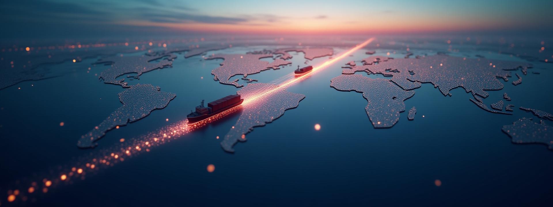 工場から顧客へ繋がるグローバル物流ネットワークの図